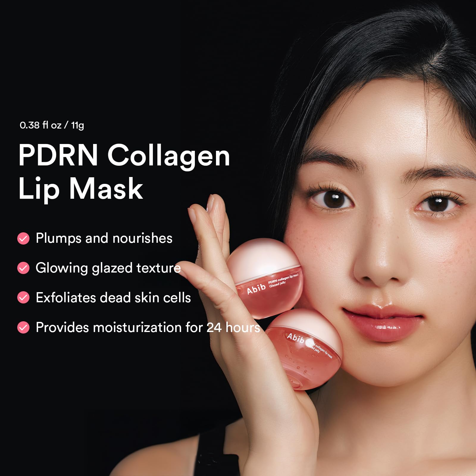 Abib PDRN Collagen Lip Mask Glazed Jelly 0.38 fl oz | Korean Lip Butter Balm Overnight Sleeping Mask Hydrating Care Moisturizer Treatment for Flakey, Dry Lips - Maple Wellness Supplements