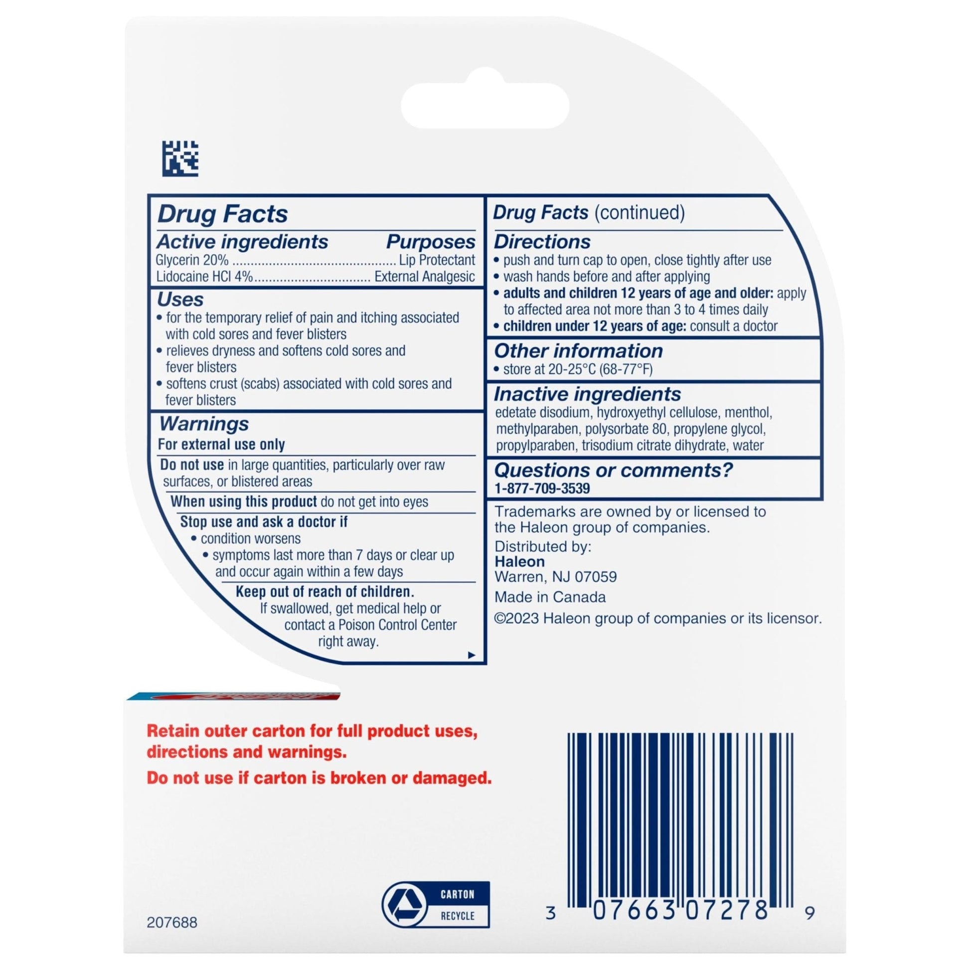 Abreva Cold Sore Treatment Rapid Pain Relief Cream - 1 Tube, 3 Grams - Maple Wellness Supplements