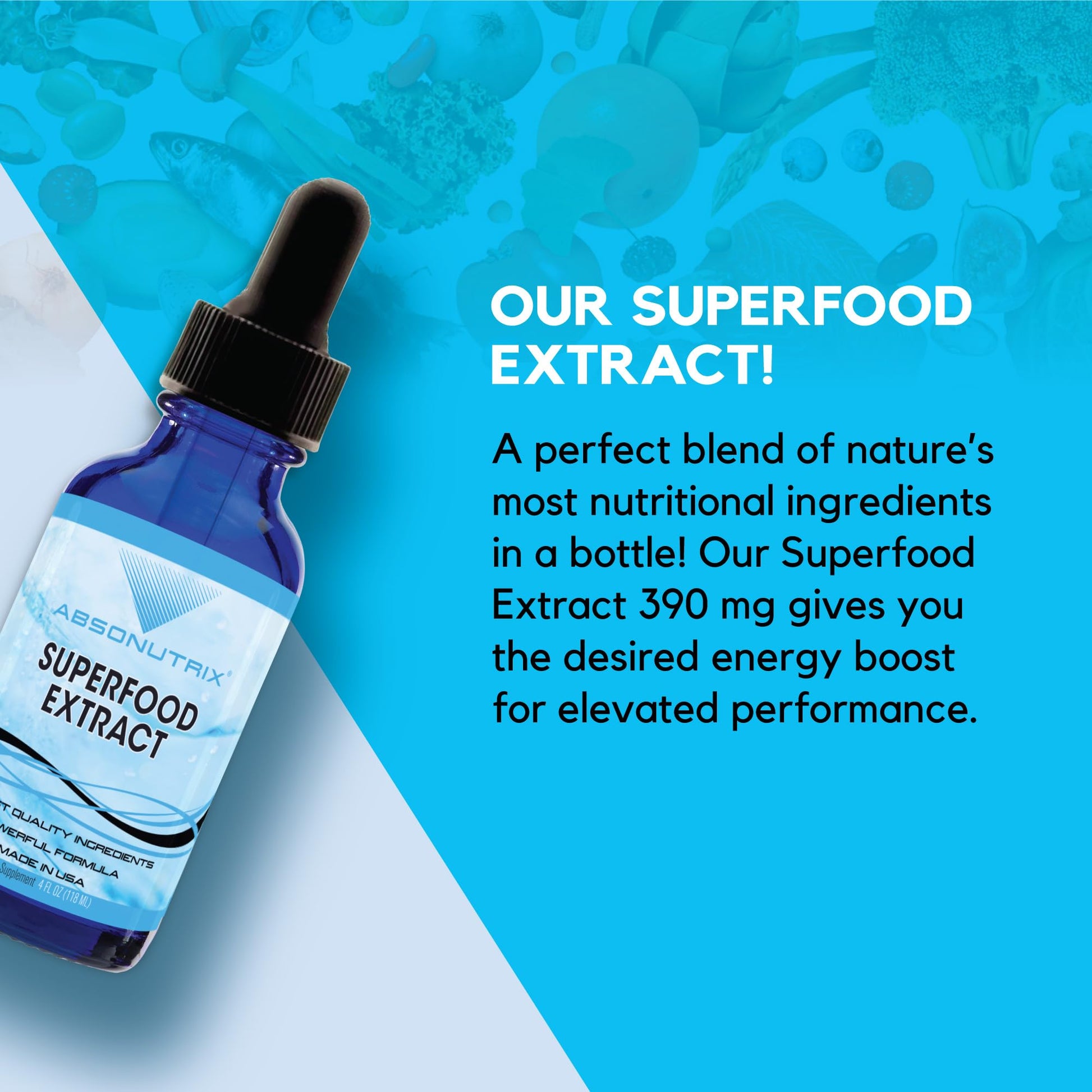 Absonutrix Superfood Extract 390 mg, 4 Oz Liquid, 302 Servings, Made in USA, Quick Absorption, Quality Potent Ingredients, Non-GMO, GMP Certified, Cruelty-Free Products - Maple Wellness Supplements