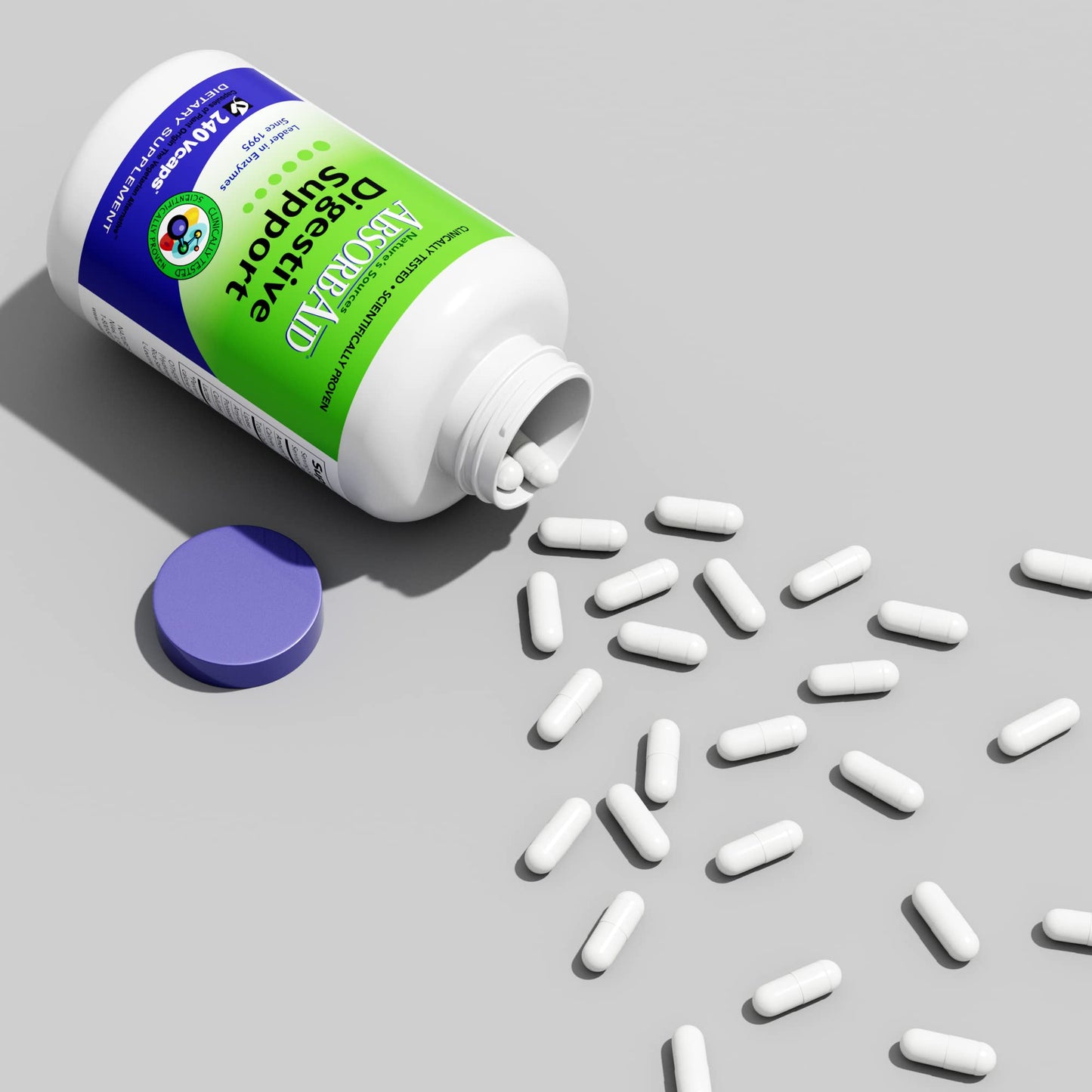 AbsorbAid Digestive Enzymes 240 vCaps, Proven to Increase Vital Nutrient Absorption by up to 71% - Maple Wellness Supplements