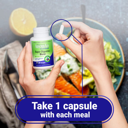 AbsorbAid Platinum Digestive Enzyme Support 60 vCaps, 12 Digestive Enzymes Plus 2 Probiotics for Maximum Relief - Maple Wellness Supplements