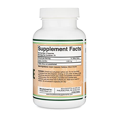 Acetyl L-Carnitine 1,000mg Per Serving, 150 Capsules (ALCAR for Brain Function Support - Maple Wellness Supplements