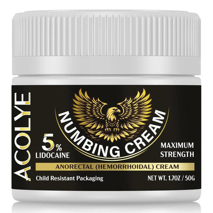 Acolye Numbing Cream Extra Strength: 5% Lidocaine Local Anesthetic- Long Lasting Extra Relief with Menthol Arnica and Emu Oil - Hemorrhoid Cream - Maple Wellness Supplements