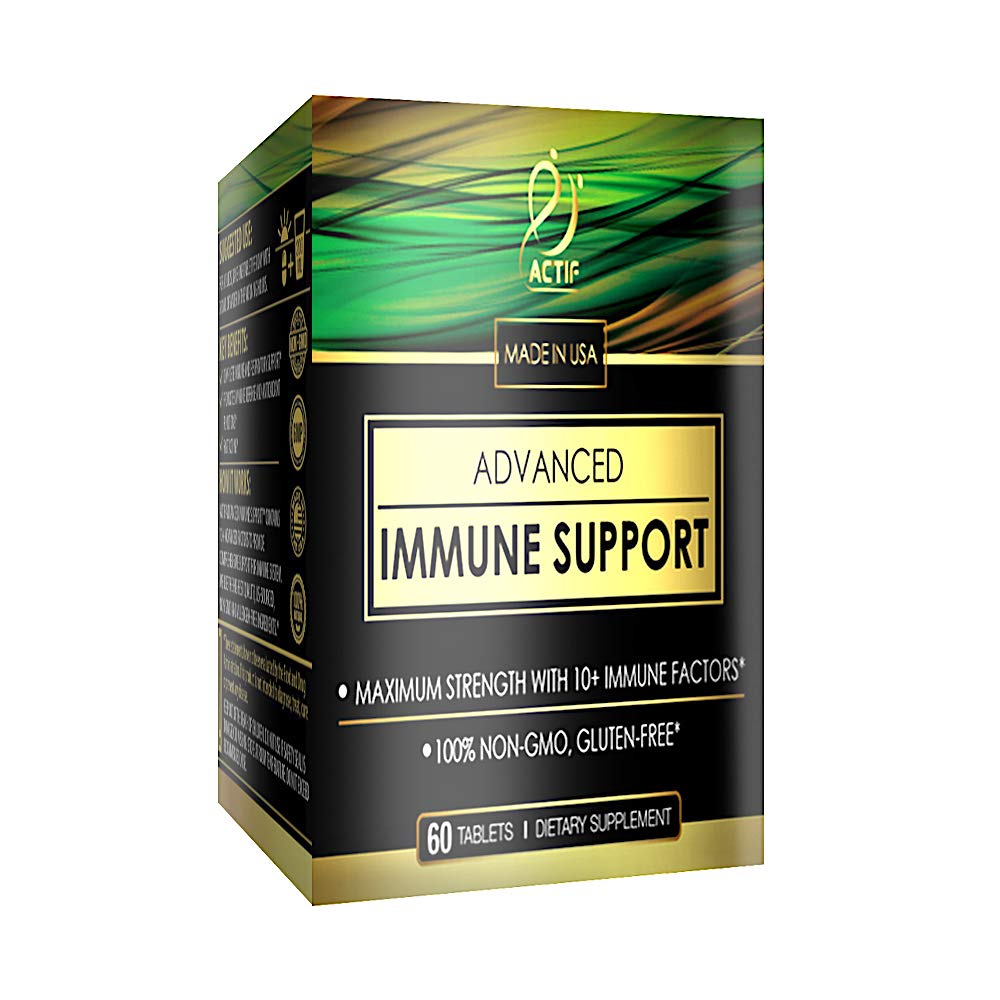 Actif Advanced Immune Support with 10+ Factors for Immunity Booster - 100% Natural, Non-GMO, 60 count - Maple Wellness Supplements
