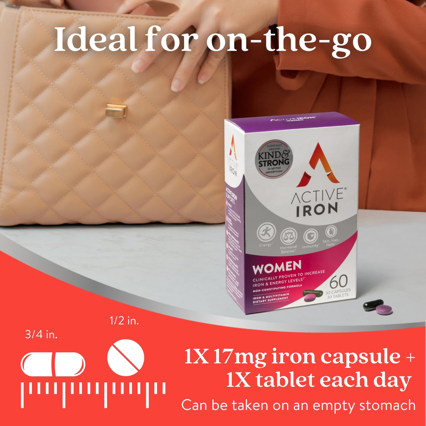 Active Iron Supplement 25mg + Multivitamin for Women – Clinically Proven to Increase Energy & Reduce Tiredness – Gentle - Maple Wellness Supplements