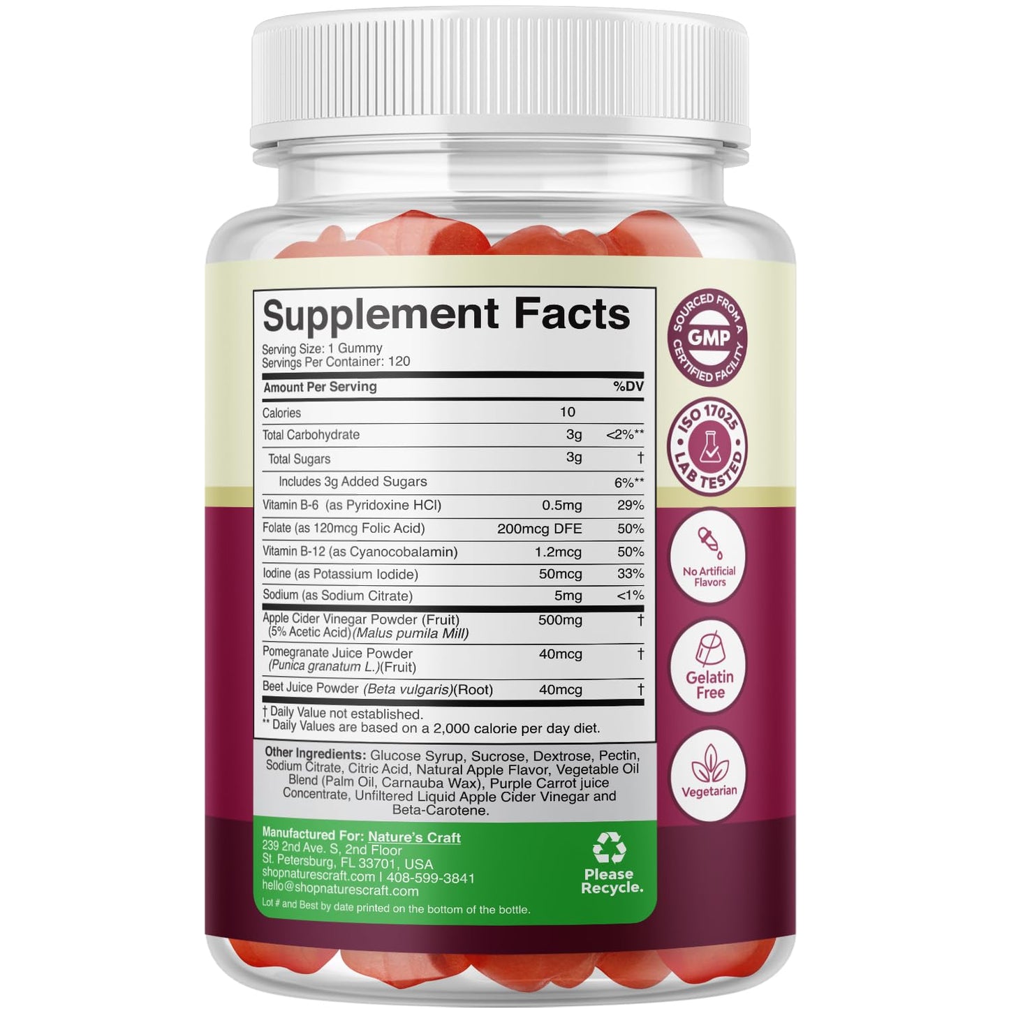 ACV Apple Cider Vinegar Gummies - Natural Energy Supplement ACV with Mother - Maple Wellness Supplements