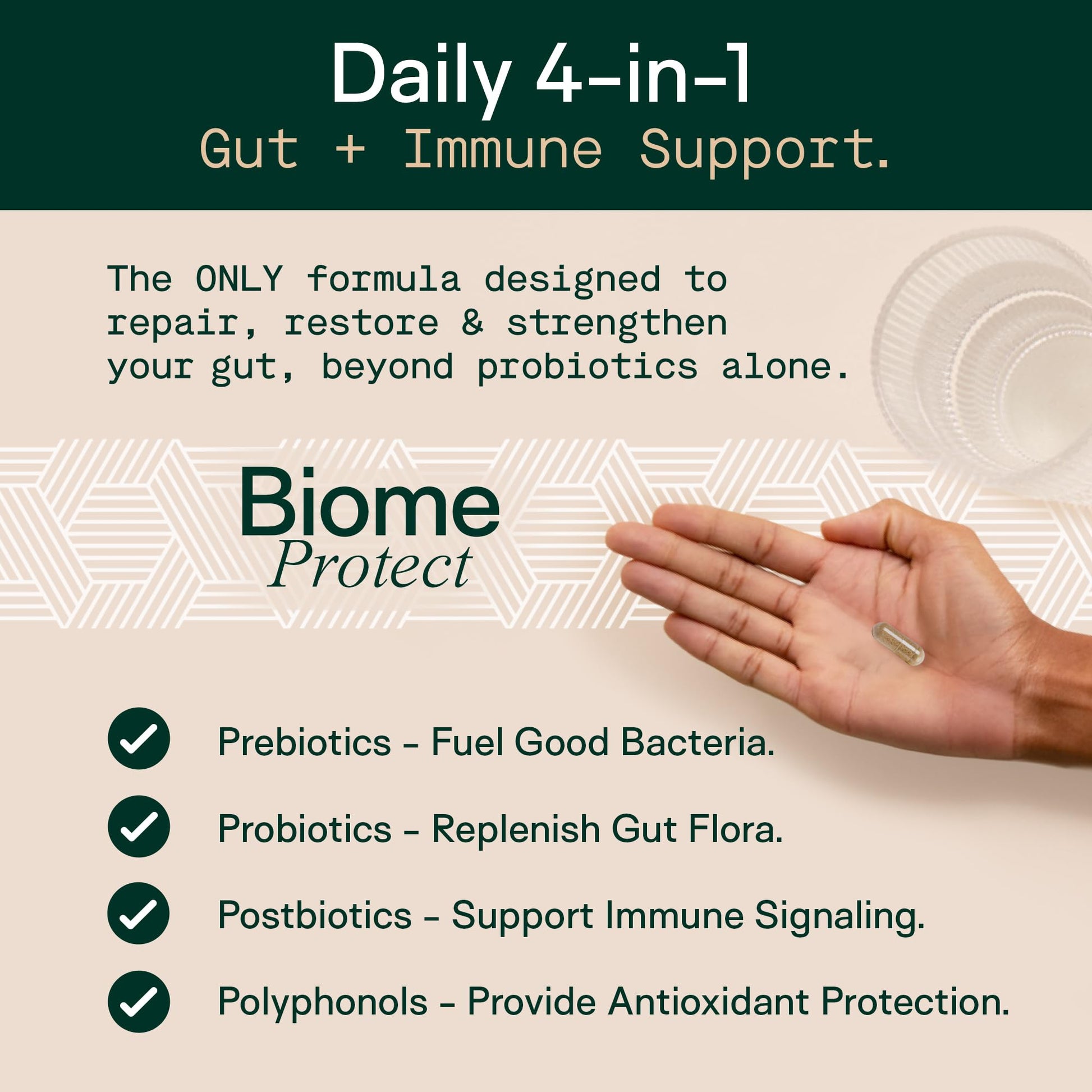 Adapt Naturals 4-in-1 Biome Protect Prebiotics, Probiotics Supplement Postbiotics & Polyphenols for Microbiome, Gut Health & Defense - Maple Wellness Supplements