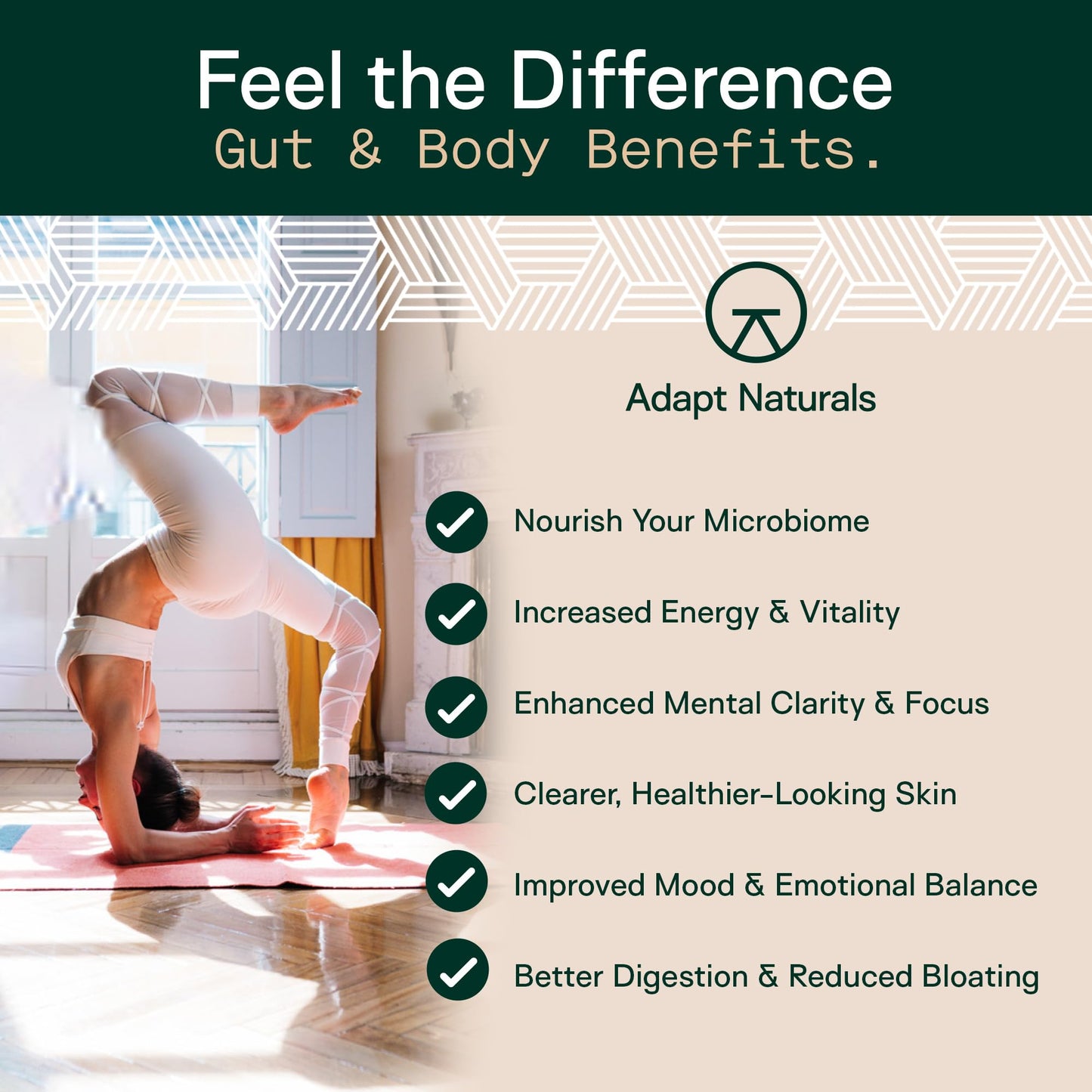 Adapt Naturals 4-in-1 Biome Protect Prebiotics, Probiotics Supplement Postbiotics & Polyphenols for Microbiome, Gut Health & Defense - Maple Wellness Supplements