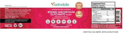 Adndale 180 CT Magnesium Glycinate Gummies 400 mg/Serv with Ashwagandha, Magnesium Malate & Taurate - Maple Wellness Supplements