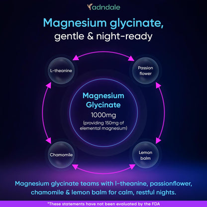 Adndale 90CT Magnesium Glycinate Gummies. Sugar Free Chews for Adults & Kids. Raspberry Flavour - Maple Wellness Supplements