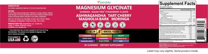 Adndale Magnesium Glycinate 400 mg Gummies with Ashwagandha, Magnesium Malate & Taurate, Tart Cherry, Magnolia Bark, Lemon Balm, Passionflower - Maple Wellness Supplements
