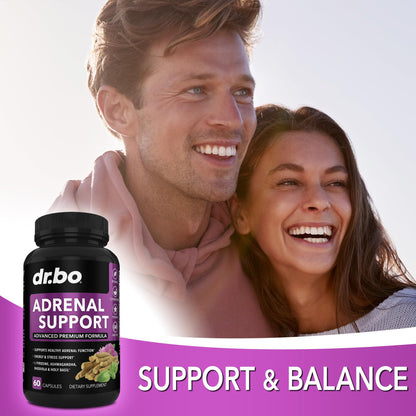 Adrenal Support Cortisol Manager Supplement - Adrenal Fatigue Supplements for Women & Men with Natural Adaptogen Ashwagandha Holy Basil Rhodiola L Tyrosine Complex Fatigue Cortisol Health - 60 Pills - Maple Wellness Supplements