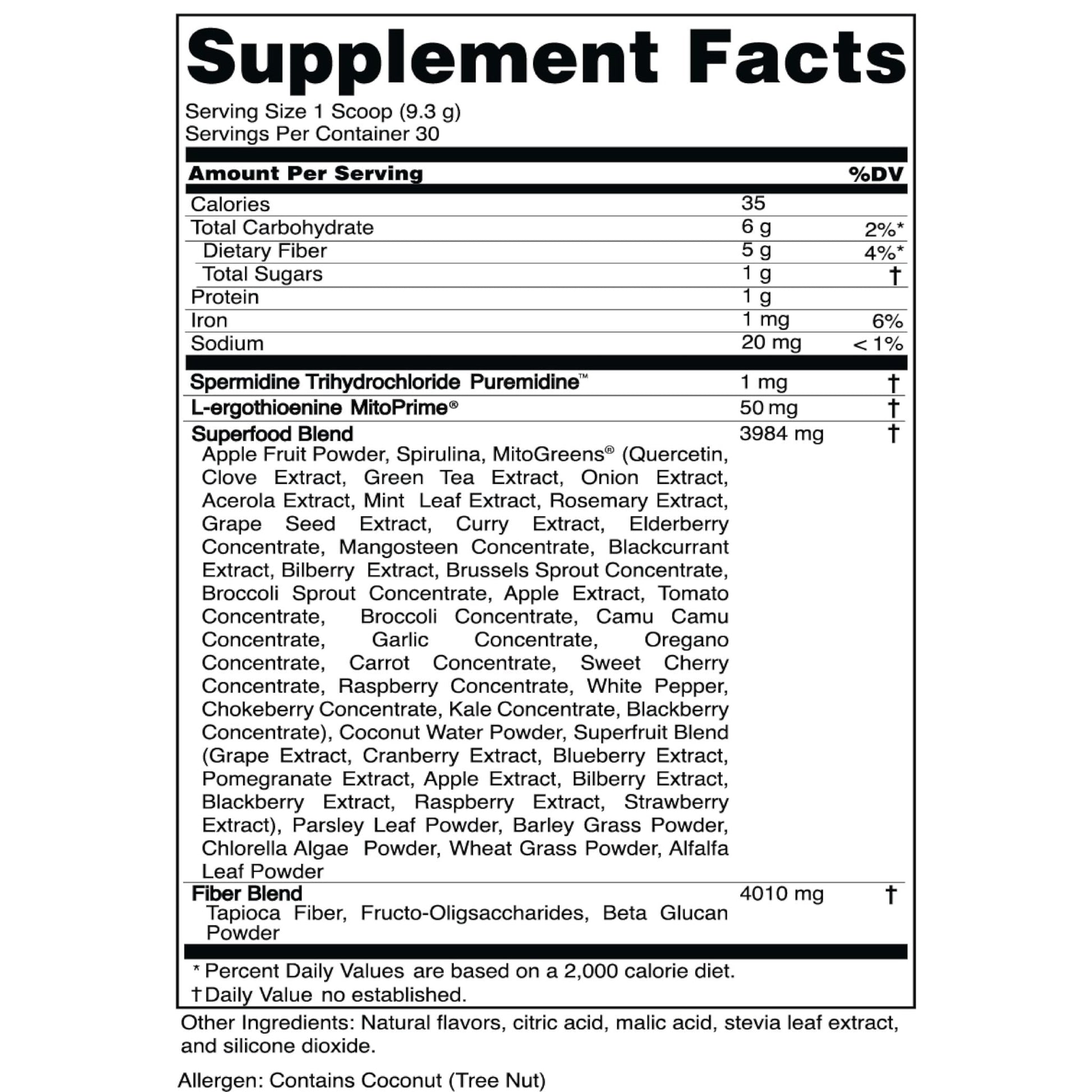 Advanced Bionutritionals Pep Tonic Powdered Superfood Formula 50 Fruits, Vegetables, Herbs, and Superfoods - Vegan, Vegetarian - 9.84 OZ - 279 g - Maple Wellness Supplements