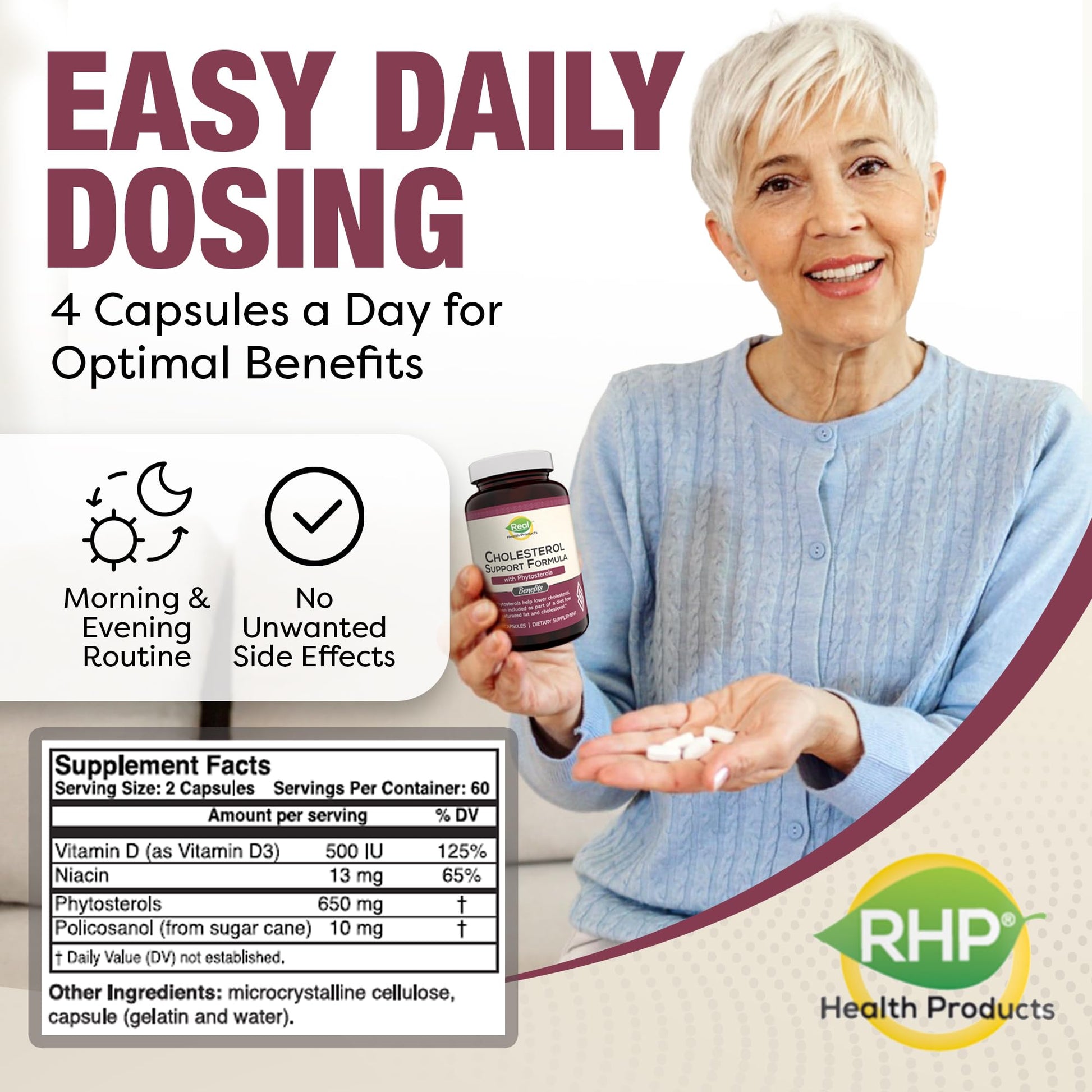 Advanced Cholesterol Health Complex with Plant Sterols. Cholesterol & Lipid Support Supplement for Healthy Heart & Cholesterol Levels for Men & Women. 120 Capsules - Maple Wellness Supplements