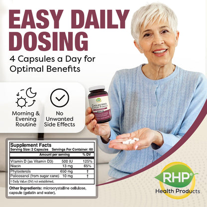 Advanced Cholesterol Health Complex with Plant Sterols. Cholesterol & Lipid Support Supplement for Healthy Heart & Cholesterol Levels for Men & Women. 120 Capsules - Maple Wellness Supplements