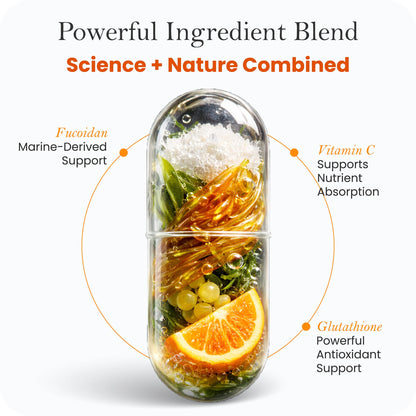 Advanced Glutathione Complex 500mg – with Fucoidan & Vitamin C – Antioxidant Support for Skin Glow, Detox & Immune Health – Non-GMO, Made in USA (60 Capsules) - Maple Wellness Supplements