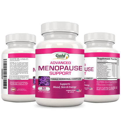 Advanced Menopause Support - Natural Female Hormonal Complex for Hot Flashes, Mood Swings & Vaginal Dryness - Black Cohosh, Soy Isoflavones & Herbal Extract Formula - Does Not Include Hormones - Maple Wellness Supplements