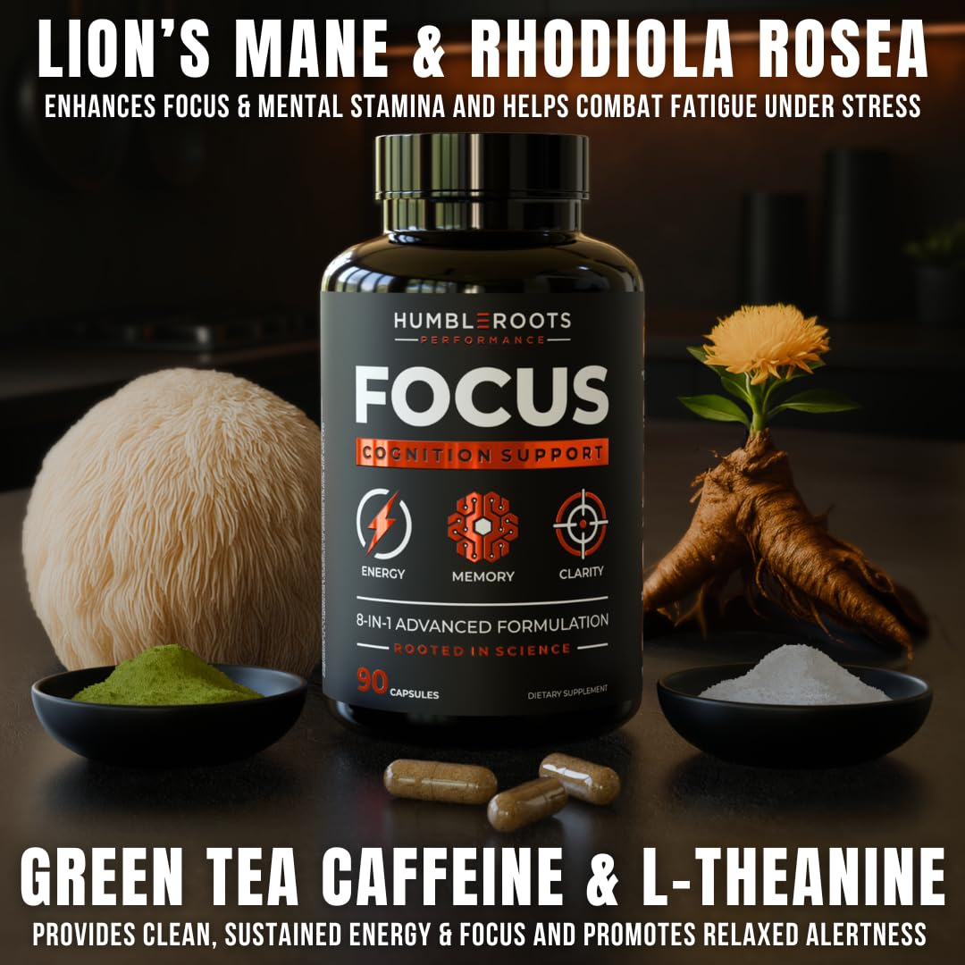 Advanced Nootropic Brain Supplement for Energy, Memory, & Focus | Lion's Mane, Caffeine, L-Theanine, and 5 Additional All-Natural Ingredients to Improve Cognitive Health (90 Capsules) - Maple Wellness Supplements