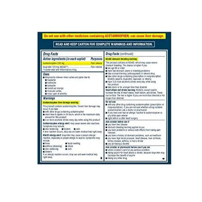 Advil Dual Action Coated Caplets, 125 Mg Ibuprofen and 250 Mg Acetaminophen per Dose (2 Dose Equivalent) for 8 Hour Pain Relief - 216 Count - Maple Wellness Supplements