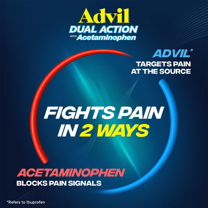 Advil Dual Action Coated Caplets, 125 Mg Ibuprofen and 250 Mg Acetaminophen per Dose (2 Dose Equivalent) for 8 Hour Pain Relief - 216 Count - Maple Wellness Supplements
