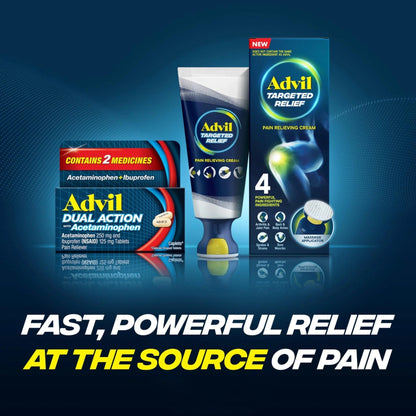 Advil Dual Action Coated Caplets with Acetaminophen, 250 Mg Ibuprofen and 500 Mg Acetaminophen Per Dose (2 Dose Equivalent) for 8 Hour Pain Relief - 72 Count - Maple Wellness Supplements