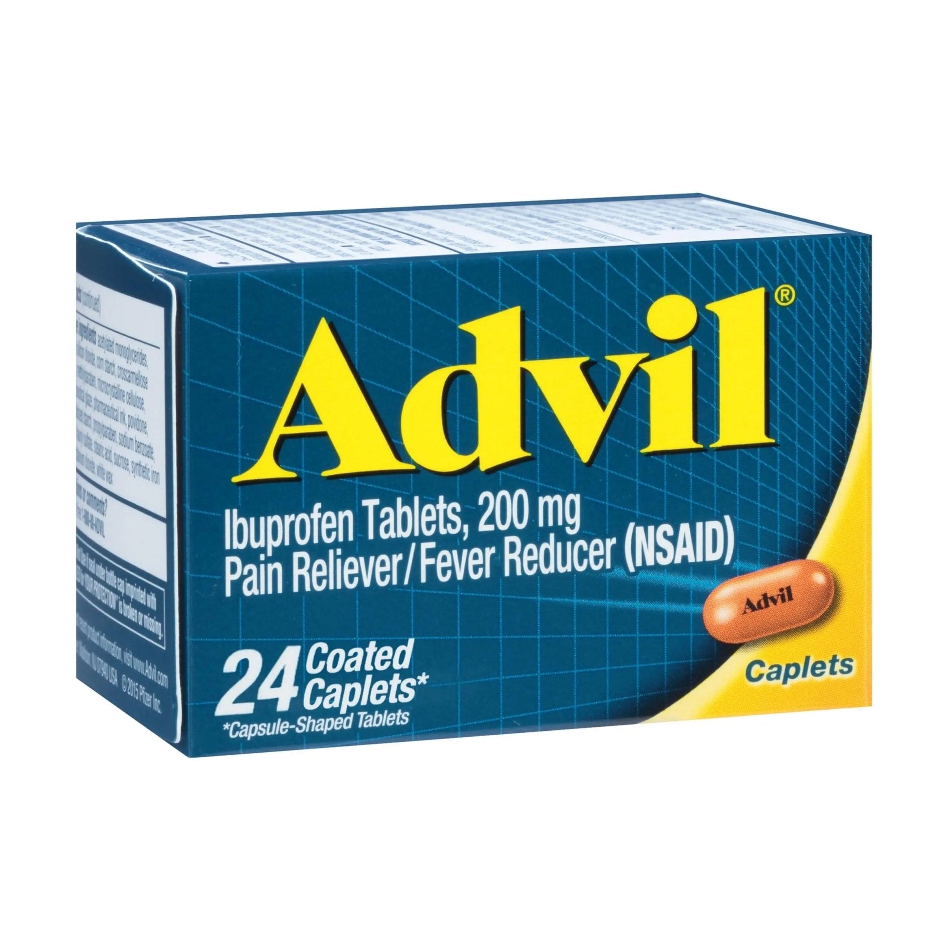 Advil Ibuprofen Coated Caplets Pain Reliever and Fever Reducer 200 Milligram 24Ct - Maple Wellness Supplements