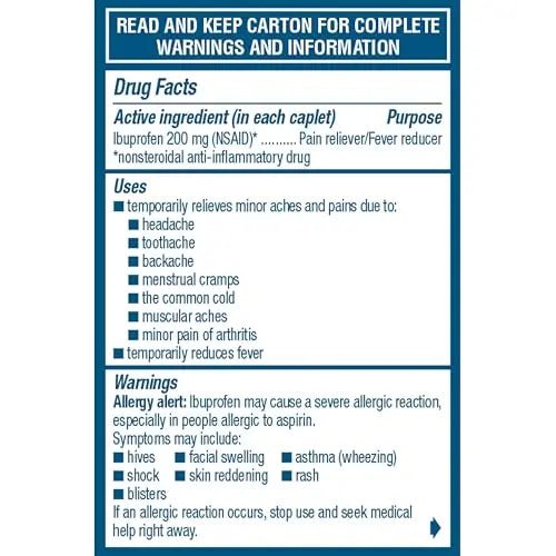 Advil Ibuprofen Coated Caplets Pain Reliever and Fever Reducer 200 Milligram 24Ct - Maple Wellness Supplements