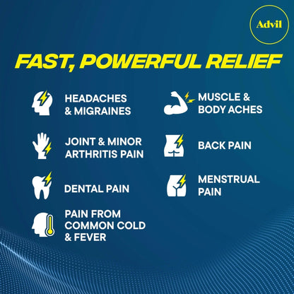 Advil Ibuprofen Coated Caplets Pain Reliever and Fever Reducer 200 Milligram 24Ct - Maple Wellness Supplements
