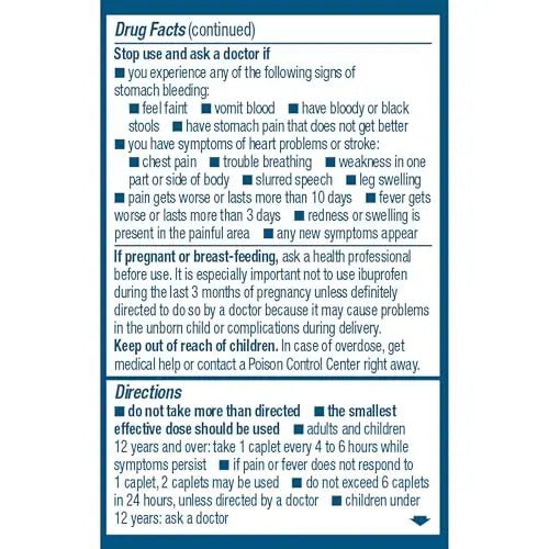 Advil Ibuprofen Coated Caplets Pain Reliever and Fever Reducer 200 Milligram 24Ct - Maple Wellness Supplements