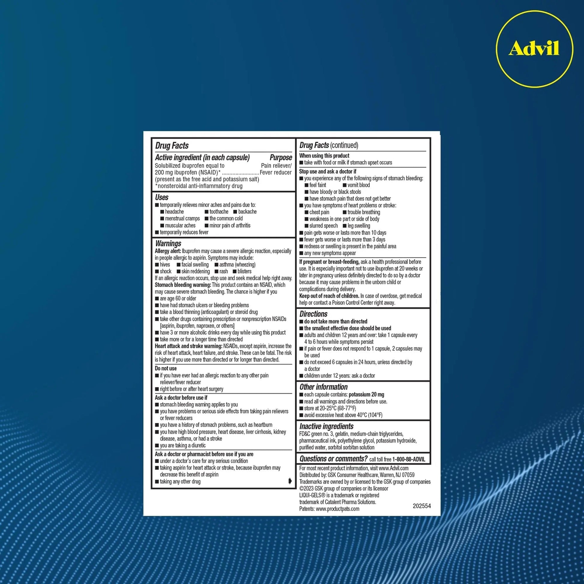 Advil Liqui-Gels Minis Pain Reliever and Fever Reducer, Pain Medicine for Adults with Ibuprofen 200mg for Pain Relief - 160 Liquid Filled Capsules - Maple Wellness Supplements