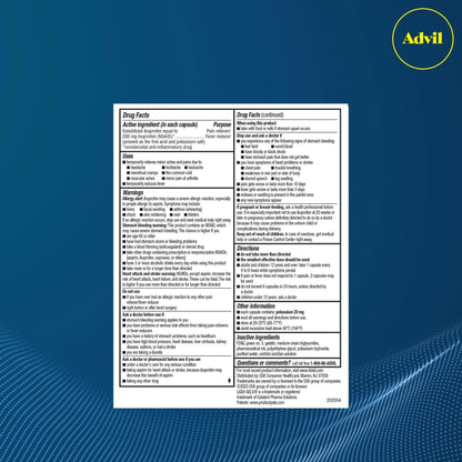 Advil Liqui-Gels Minis Pain Reliever and Fever Reducer, Pain Medicine for Adults with Ibuprofen 200mg for Pain Relief - 160 Liquid Filled Capsules - Maple Wellness Supplements