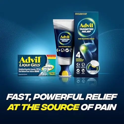 Advil Liqui-Gels Minis Pain Reliever and Fever Reducer, Pain Medicine for Adults with Ibuprofen 200mg for Pain Relief - 160 Liquid Filled Capsules - Maple Wellness Supplements
