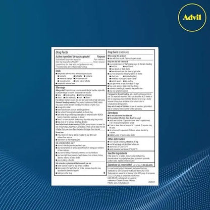 Advil Liqui-Gels minis Pain Reliever and Fever Reducer, Pain Medicine for Adults with Ibuprofen 200mg for Pain Relief - 200 Liquid Filled Capsules - Maple Wellness Supplements