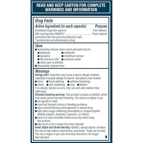 Advil Liqui-Gels Minis Pain Reliever and Fever Reducer, Pain Medicine for Adults with Ibuprofen 200mg for Pain Relief - 80 Liquid Filled Capsules - Maple Wellness Supplements