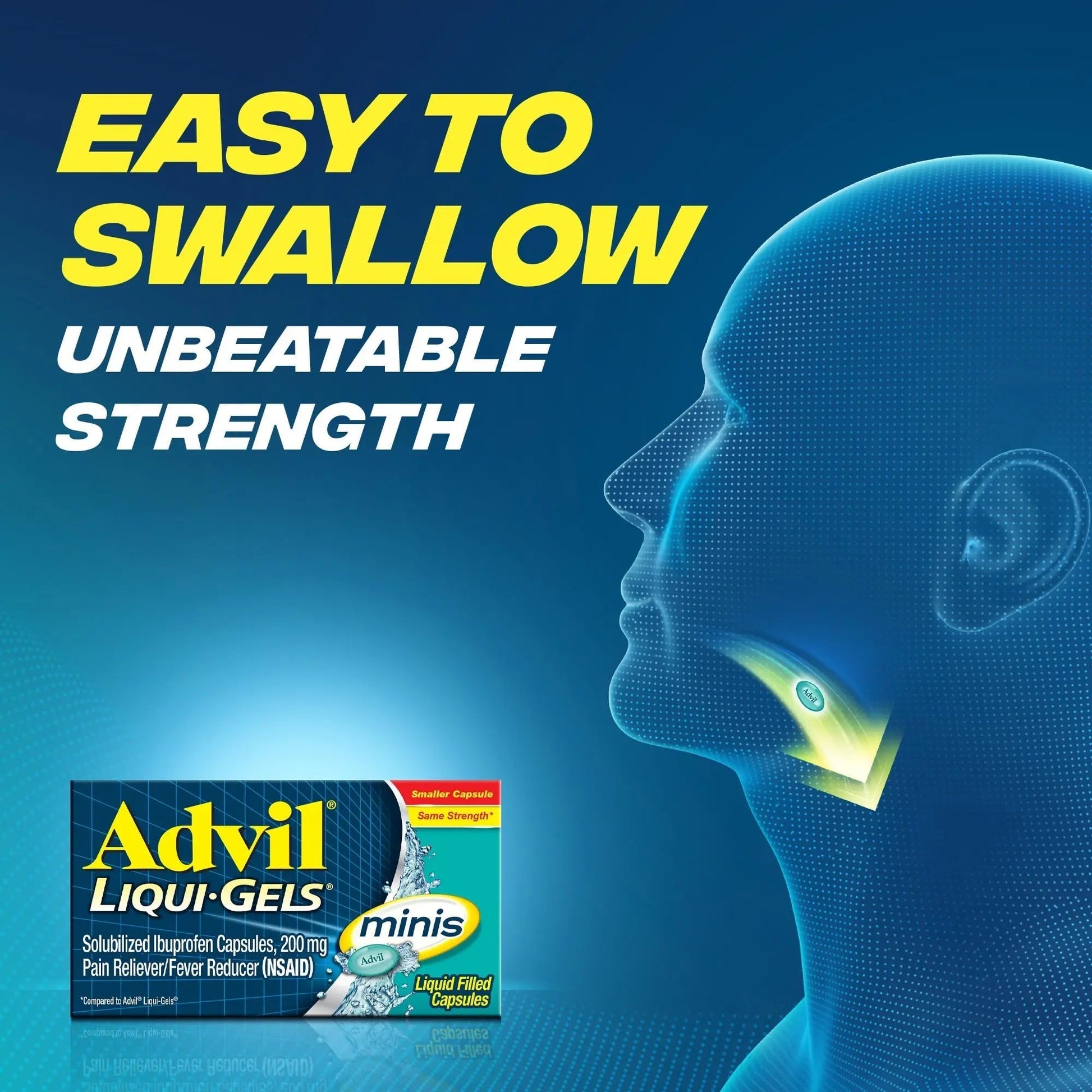 Advil Liqui-Gels Minis Pain Reliever and Fever Reducer, Pain Medicine for Adults with Ibuprofen 200mg for Pain Relief - 80 Liquid Filled Capsules - Maple Wellness Supplements