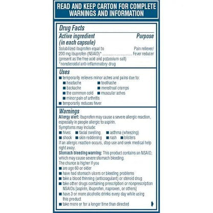 Advil Liqui-Gels Pain Reliever And Fever Reducer, Pain Medicine For Adults With Ibuprofen 200mg For Headache, Backache, Menstrual Pain And Joint Pain Relief - 40 Liquid Filled Capsules - Maple Wellness Supplements