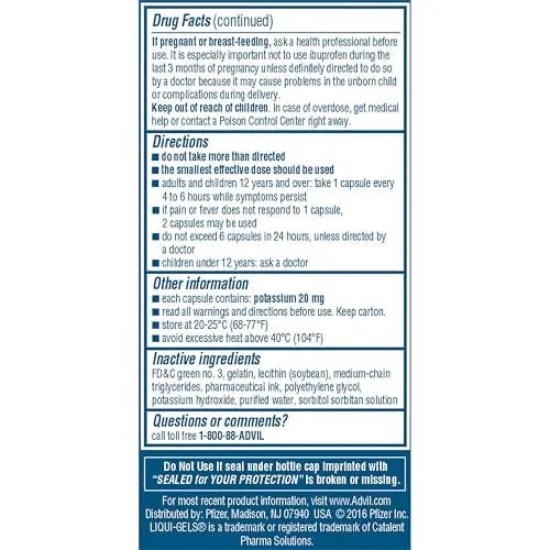 Advil Liqui-Gels Pain Reliever And Fever Reducer, Pain Medicine For Adults With Ibuprofen 200mg For Headache, Backache, Menstrual Pain And Joint Pain Relief - 40 Liquid Filled Capsules - Maple Wellness Supplements