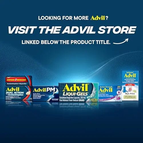 Advil Pain Reliever and Fever Reducer, Ibuprofen 200mg for Pain Relief - 50 Coated Tablets - Maple Wellness Supplements