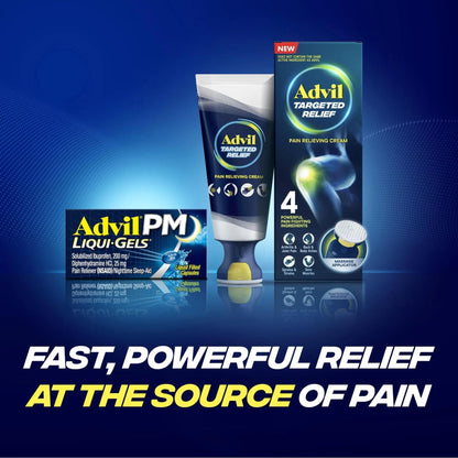 Advil PM Liqui-Gels Pain Reliever and Nighttime Sleep Aid, Pain Medicine with Ibuprofen for Pain Relief and Diphenhydramine HCL for a Sleep Aid - 2x80 Liquid Filled Capsules - Maple Wellness Supplements