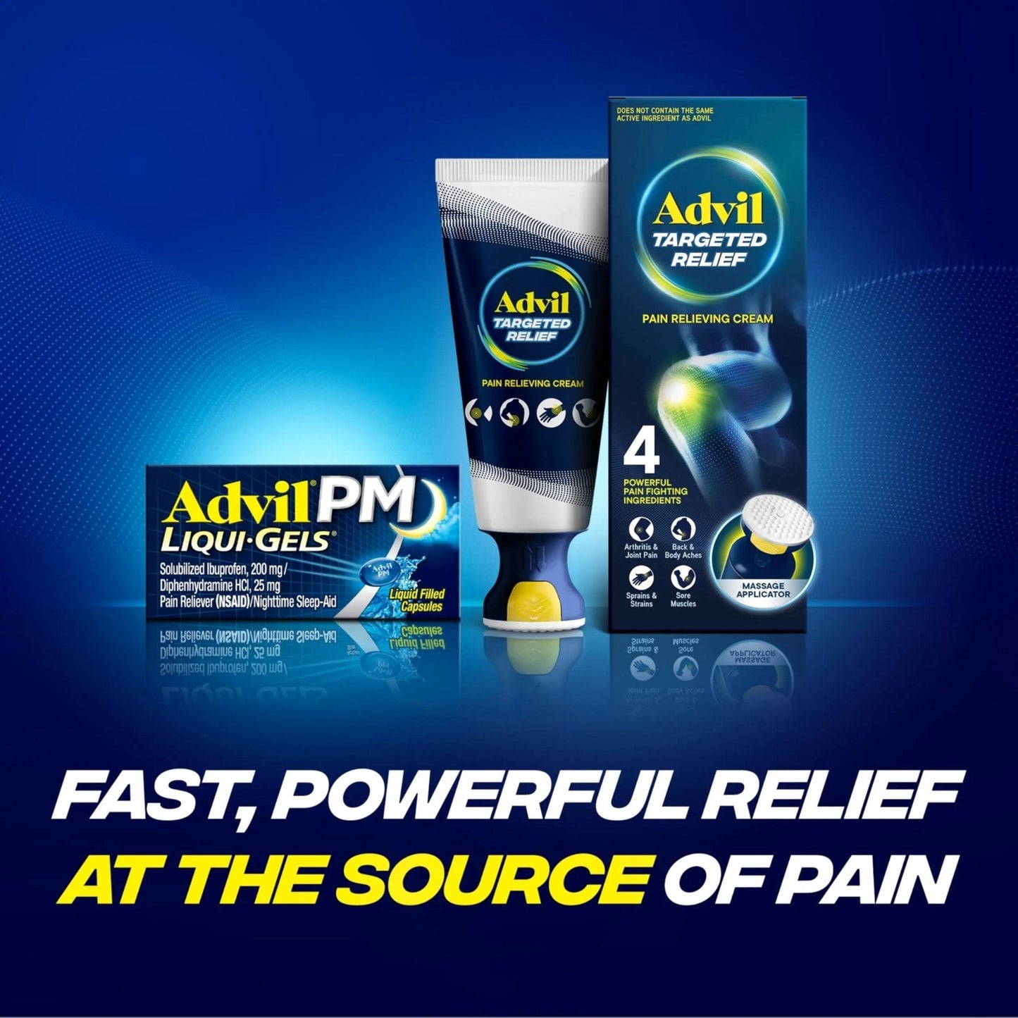 Advil PM Liqui-Gels Pain Reliever and Nighttime Sleep Aid, Pain Medicine with Ibuprofen for Pain Relief and Diphenhydramine HCL for a Sleep Aid - 40 Liquid Filled Capsules - Back to College - Maple Wellness Supplements