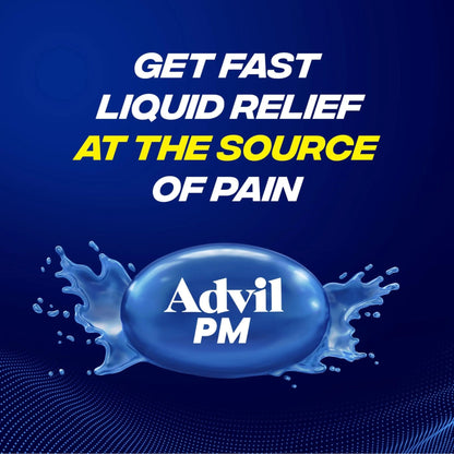 Advil PM Liqui-Gels Pain Reliever and Nighttime Sleep Aid, Pain Medicine with Ibuprofen for Pain Relief and Diphenhydramine HCL for a Sleep Aid - 80 Liquid Filled Capsules - Back to College - Maple Wellness Supplements