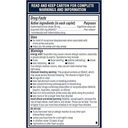 Advil PM Pain Reliever and Nighttime Sleep Aid, Ibuprofen for Pain Relief and Diphenhydramine Citrate for a Sleep Aid - 120 Coated Caplets and Pain Reliever and Fever Reducer, 10 Count Tablets - Maple Wellness Supplements