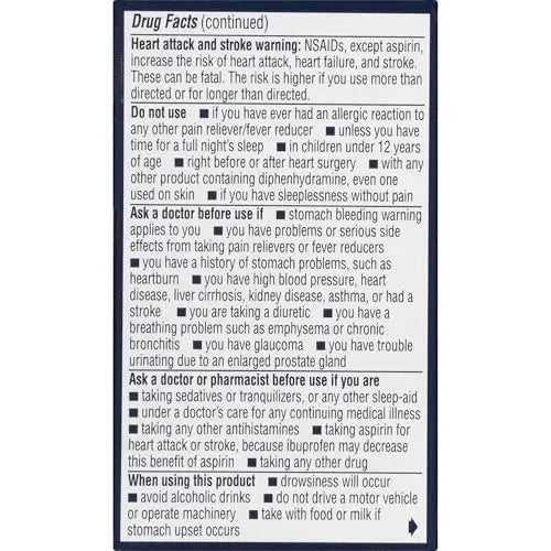 Advil PM Pain Reliever and Nighttime Sleep Aid, Pain Medicine with Ibuprofen for Pain Relief and Diphenhydramine Citrate for a Sleep Aid - 40 Coated Caplets - Maple Wellness Supplements