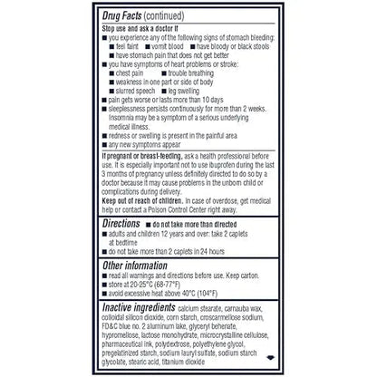 Advil PM Pain Reliever and Nighttime Sleep Aid, Pain Medicine with Ibuprofen for Pain Relief and Diphenhydramine Citrate for a Sleep Aid - 80 Coated Caplets - Maple Wellness Supplements