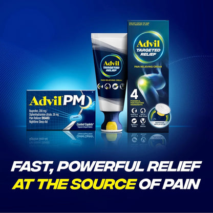 Advil PM Pain Reliever and Nighttime Sleep Aid, Pain Medicine with Ibuprofen for Pain Relief and Diphenhydramine Citrate for a Sleep Aid - 80 Coated Caplets - Maple Wellness Supplements