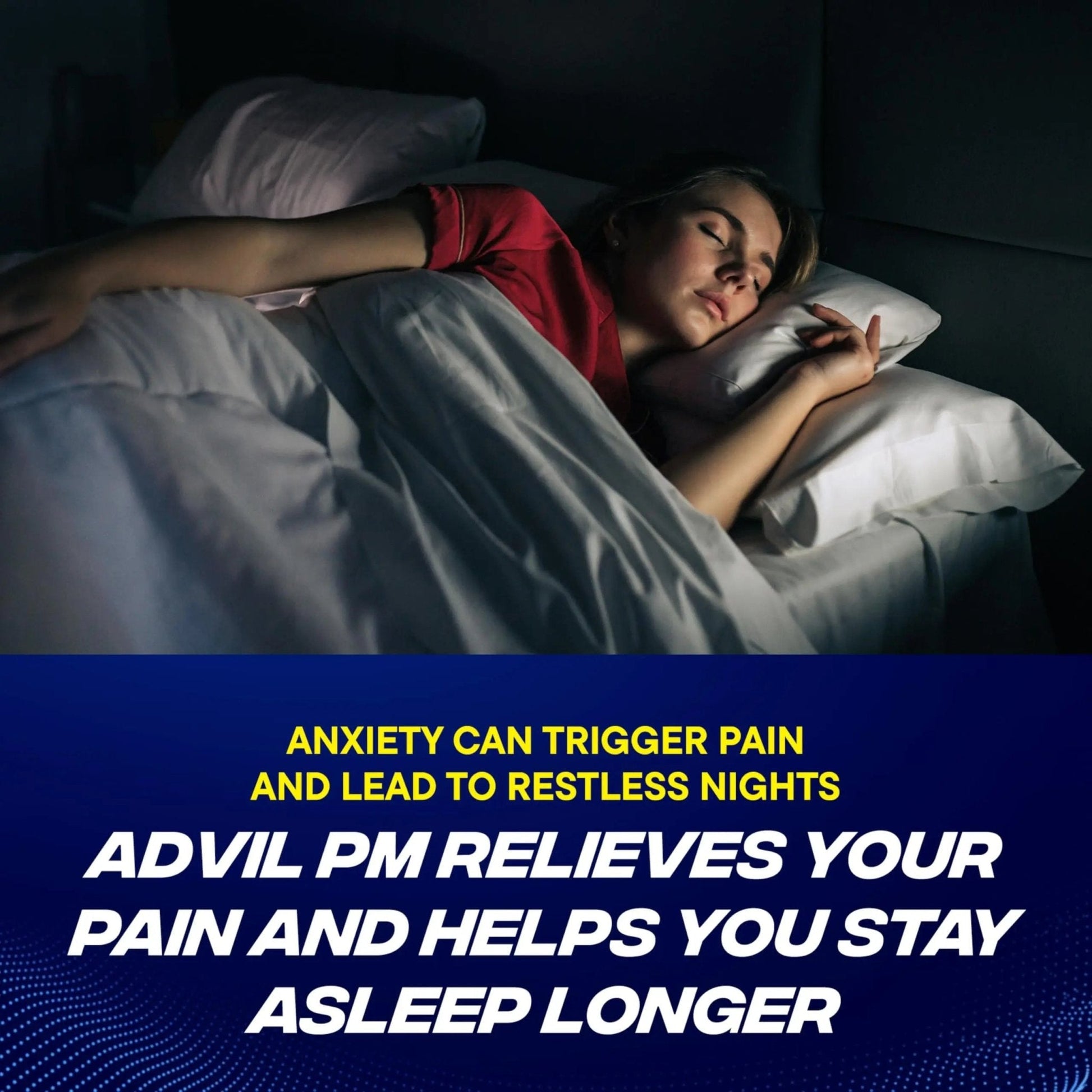 Advil PM Pain Reliever and Nighttime Sleep Aid, Pain Medicine with Ibuprofen for Pain Relief and Diphenhydramine Citrate for a Sleep Aid - 80 Coated Caplets - Maple Wellness Supplements