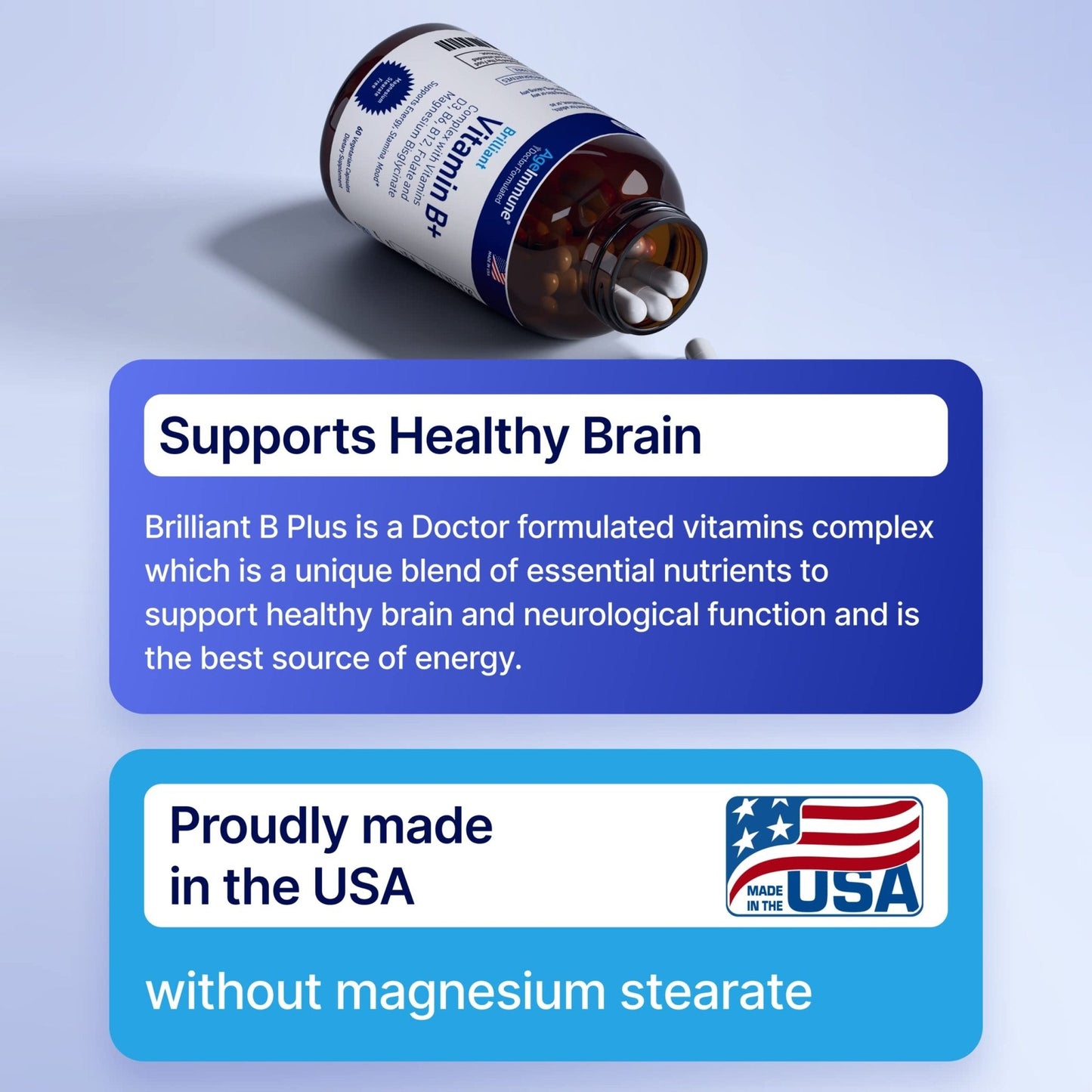 AgeImmune Vitamin B Complex with Vitamin D3 B12 B6 Magnesium Bisglycinate and Folate as Methylfolate - Doctor Formulated Methylated B Complex Supplement - Maple Wellness Supplements