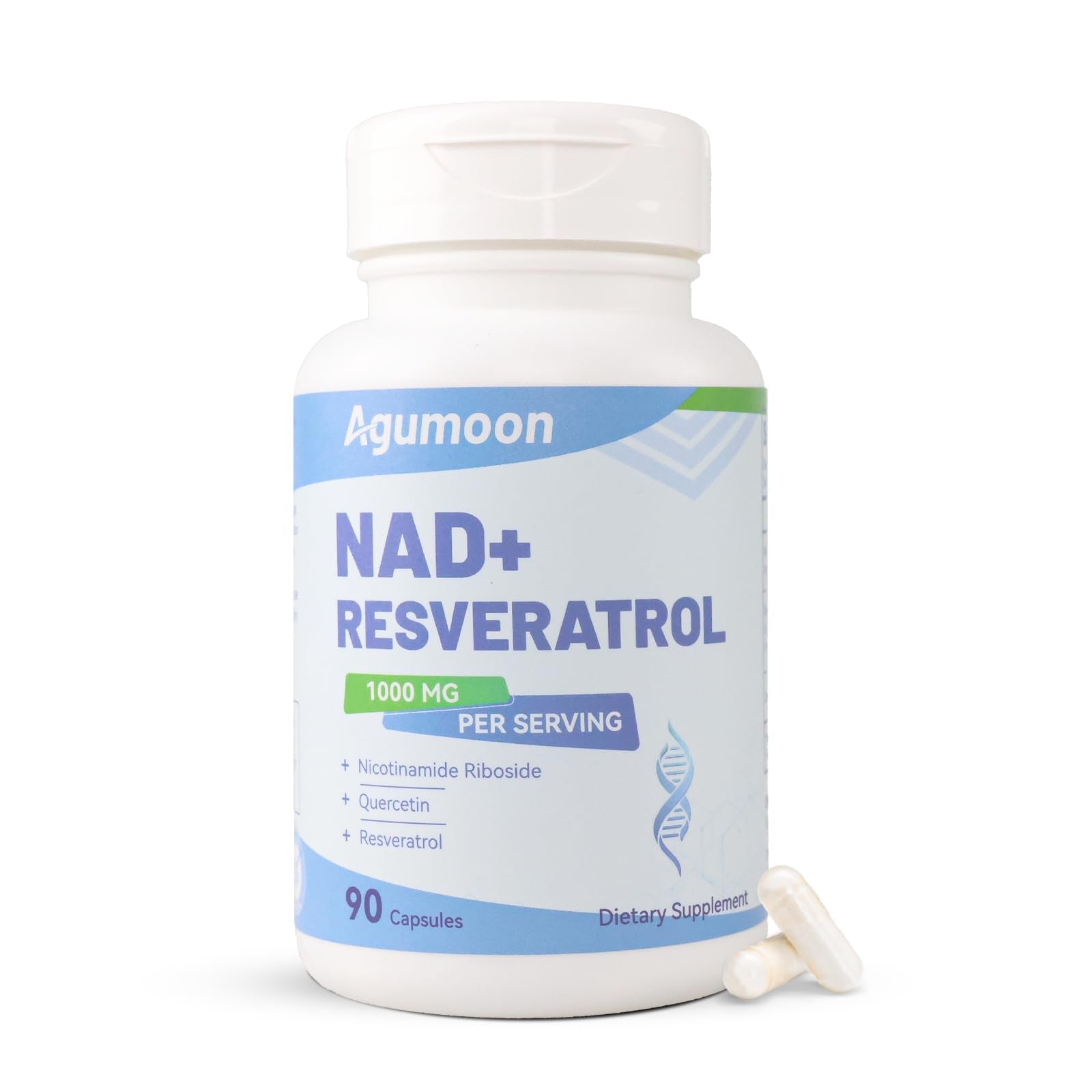Agumoon NAD+ Supplement 1000mg, Liposomal NAD Nicotinamide Riboside Supplement with Resveratrol & Quercetin for Women and Men - 90 Capsules - Maple Wellness Supplements