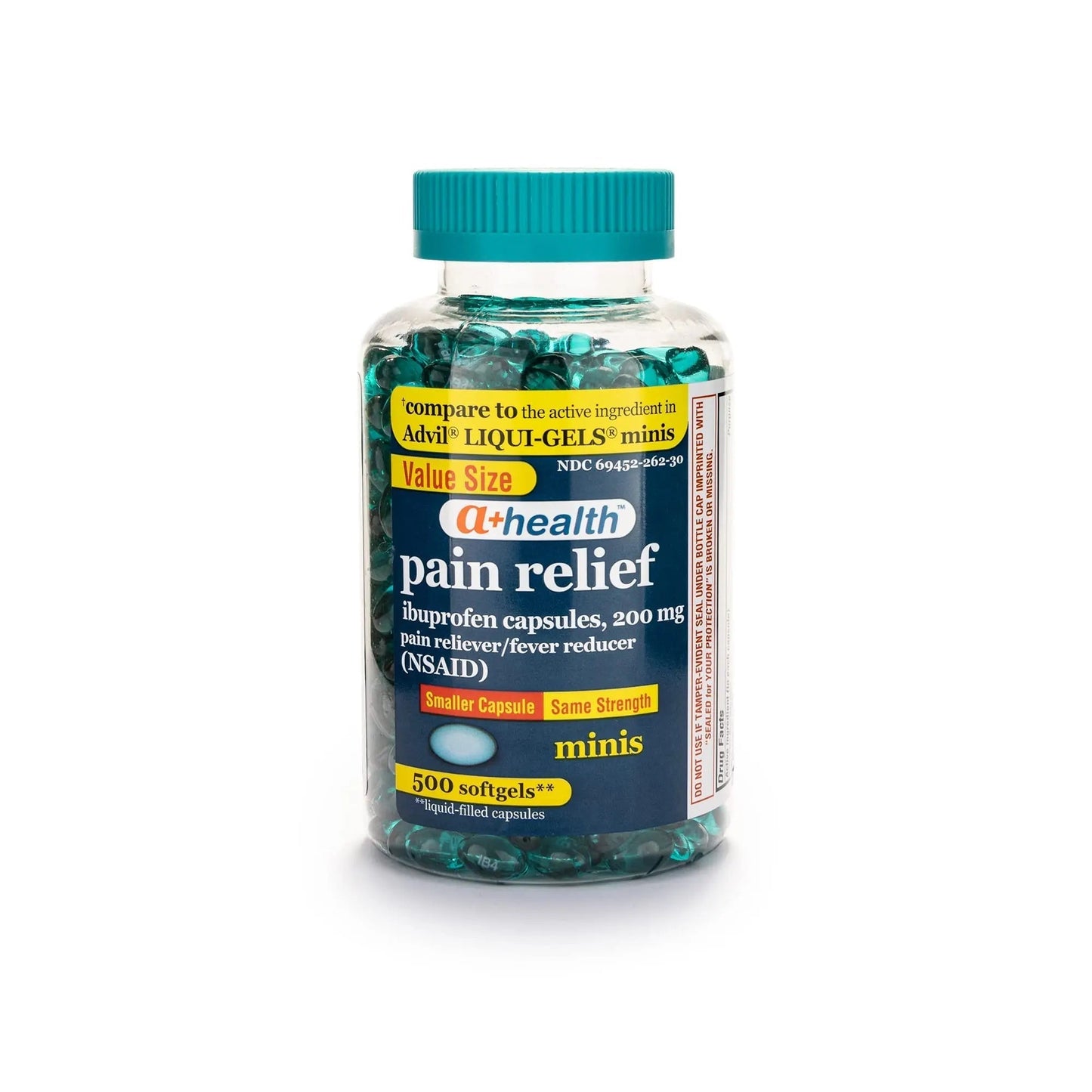 A+Health Mini Ibuprofen 200 Mg Softgels, Pain Reliever/Fever Reducer (NSAID), 500 Count - Maple Wellness Supplements