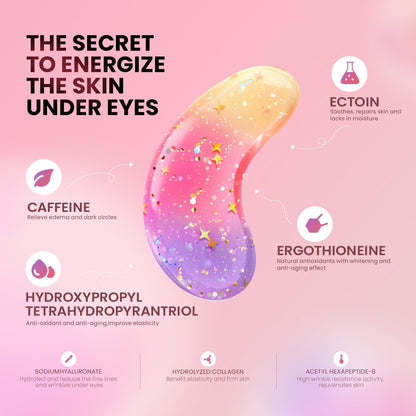 AILEORY Under Eye Patches (24 Pairs) - Tri-color Glitter Eye Gel Pads for Dark Circles, Puffy Eyes, Under eye Bags, Wrinkles - Maple Wellness Supplements